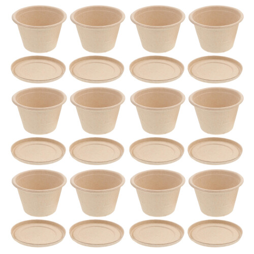 Pulp Containers with Lids for Takeout Khaki Small 4 oz