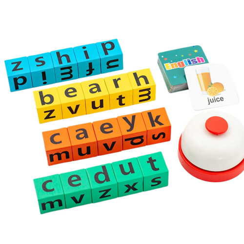 Wooden Blocks Spelling Game for Kids, Educational Alphabet Puzzle Toy ...