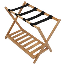 Folding Wooden Luggage Rack for Home and Hotel - Quick Assembly Portable Suitcase Stand with Floor Storage