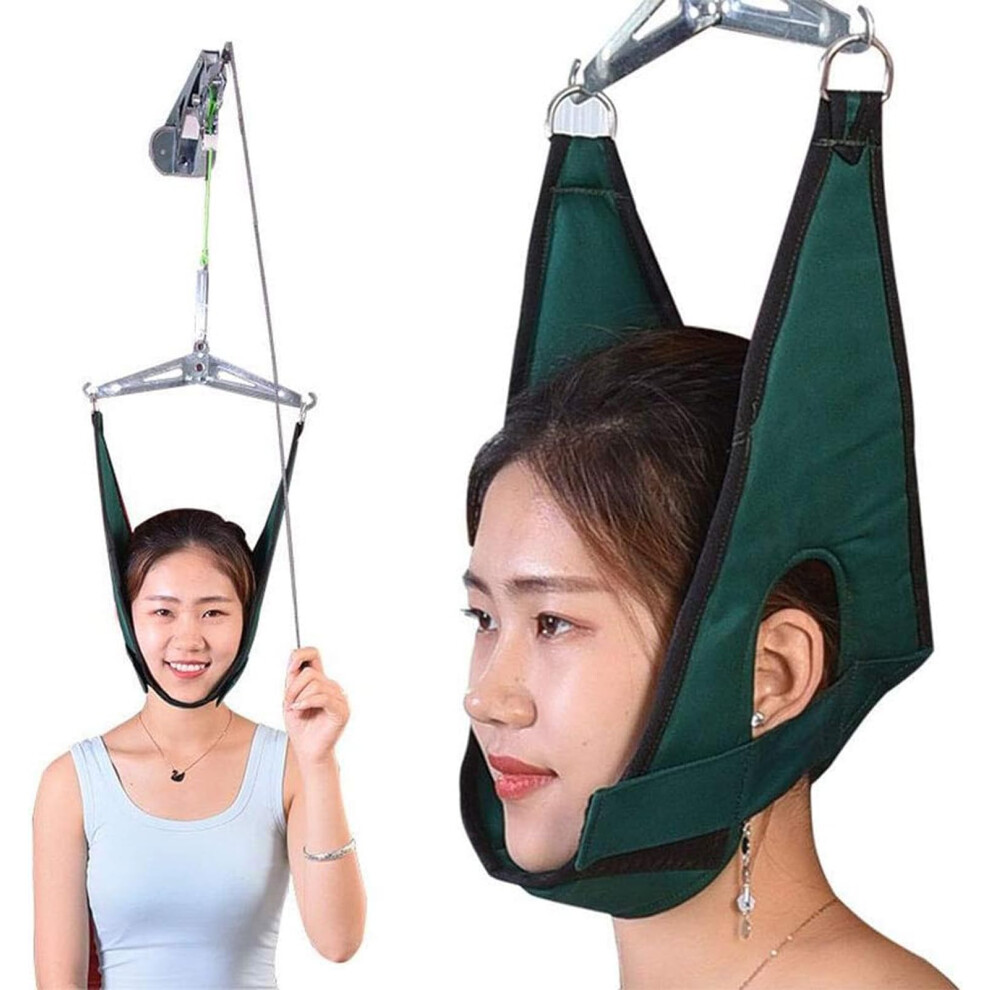 Neck Decompression Device with Cervical Spine Traction Unit and Over The Door Neck Stretcher for Neck Pain Relief and Shoulder Alignment