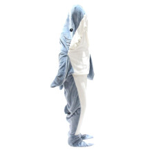 Shark Hoodie Blanket Soft Flannel Portable Hoodie Blanket for Adults with Feet Blue Shark Design Suitable for Height 110-125 cm