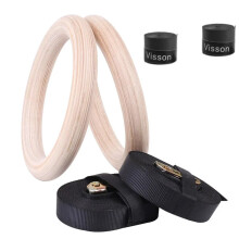 Wooden Gymnastics Rings, Adjustable Gymnastics Rings for Pull-Ups, Muscle Training, Gym Exercise Rings