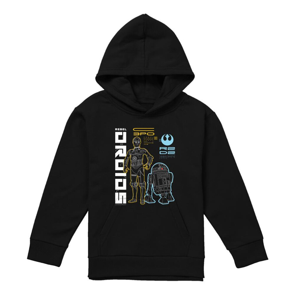 Star Wars (7-8 Years, Athletic) Childrens/Kids Rebel Droids Heather Pullover Hoodie