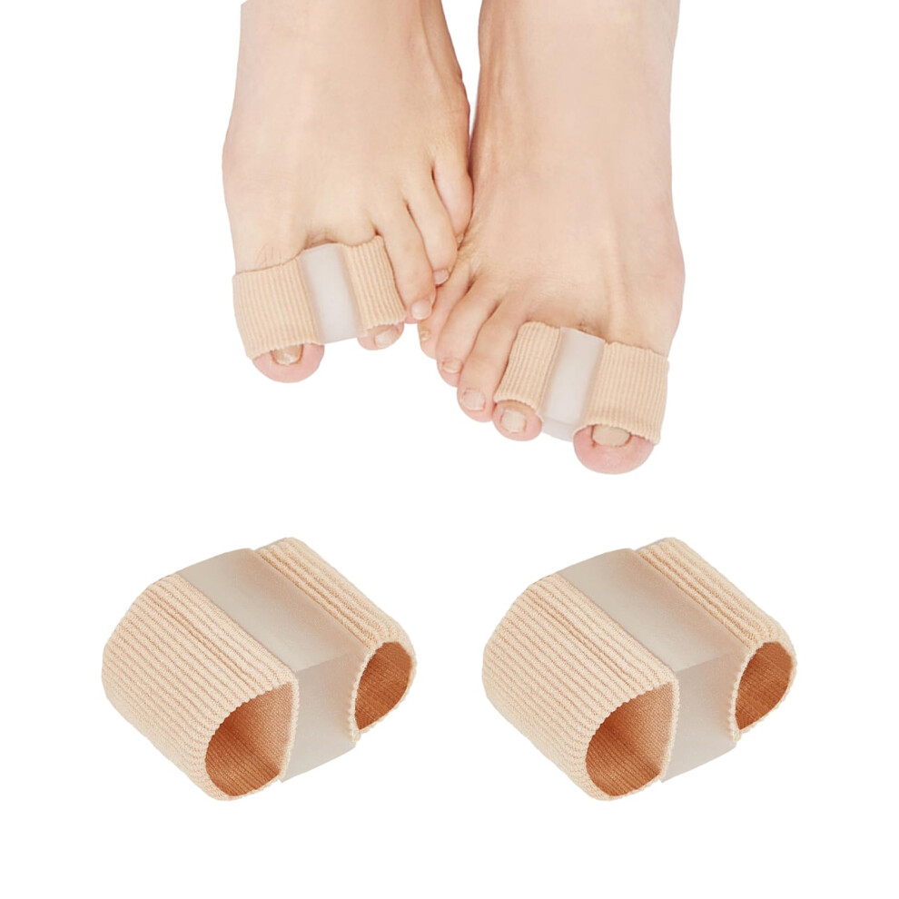 Tubular Bandages Silicone Toe Straightener Pack of 2, Gel Large Toe Spacer with Double Hole for Bunion Pain Relief