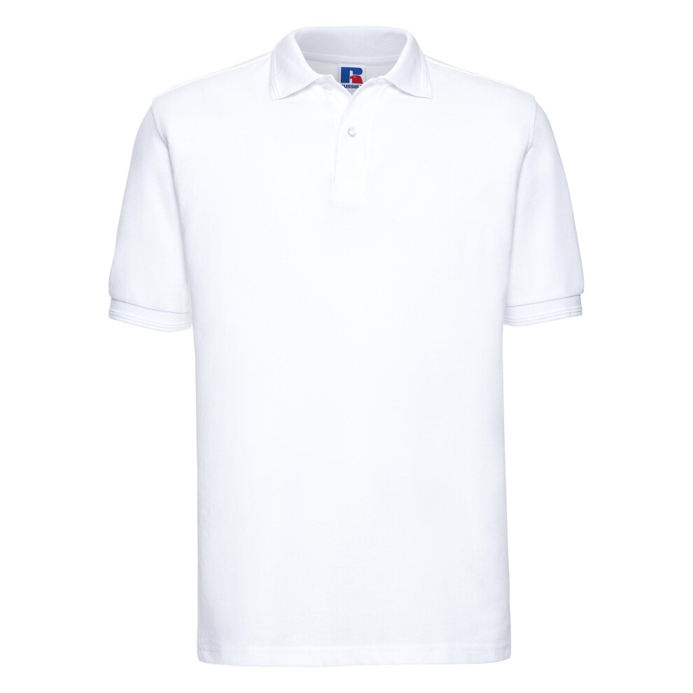 Russell (4Xl, ) Mens Ripple Collar & Cuff Short Sleeve Polo Shirt White