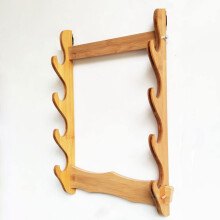 Martial Arts Weapon Stand - Wall Mount Holder for Katana, Wakizashi, Standard Swords - 4 Layer MDF Bamboo Display Rack
