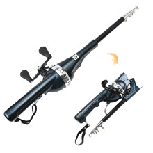 Portable Foldable Fishing Rod 1.31M with Integrated Spinning Reel Combo for Casting and Sea Fishing Telesopic Pole