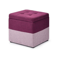 Flax Cube Square Storage Box Solid Wood Purple Footstool Multifunctional Bench for Living Room Sofa Simple Design