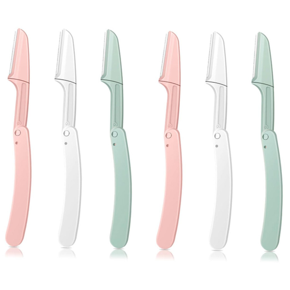 6 Pieces Women's Eyebrow Razor Set - Precise Trimmer for Eyebrows and Facial Razor for Gentle Hair Removal