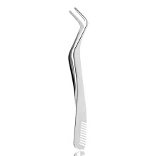 Lash Cluster Tweezers 2 Piece Set for DIY Eyelash Extensions, Silver Stainless Steel False Eyelash Applicator Tools