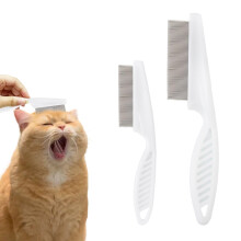 Flea Combs for Cats and Dogs Pack of 2 Professional Fine Tooth Tick Removal Combs for Pet Care White Color