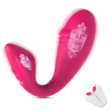 Portable Dildo Vibrator for Her with 10 Vibrations, Quiet Remote Control G-Spot and Clitoral Stimulator, Rose Red