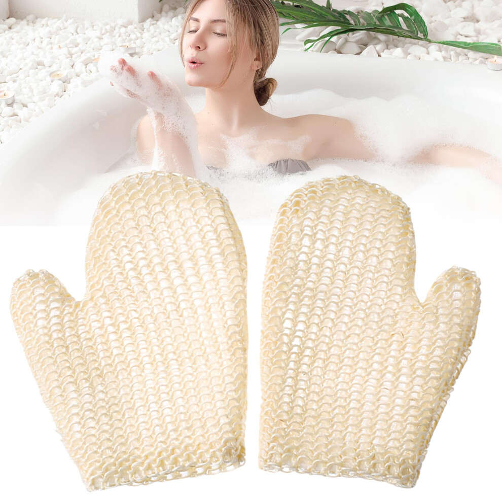 Exfoliating Gloves Pack of 2, Sisal Bath Scrub Gloves for Body, Natural Fibers, Spa Massage Gloves