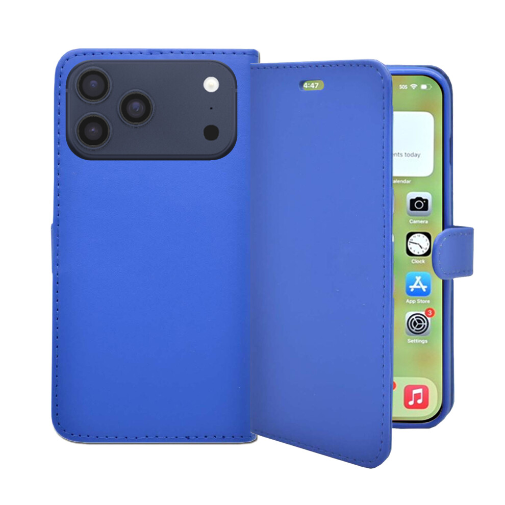 (Blue) For Apple Iphone 17 Pro Wallet Flip Pu Leather Card Slot Case Blue 3478449824353