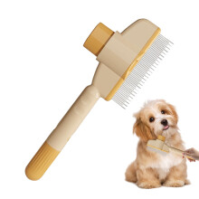 Self-Cleaning Flea Comb for Pets - Pet Grooming Brush with Quick Release Button - Gentle Knot Detangler and Flea Remover in Orange