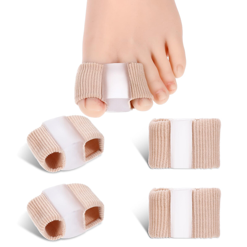 Pack of 4 Silicone Toe Straighteners, Gel Toe Separators with 2 Loops for Hammer Toe and Hallux Valgus Correction, Large Spacer