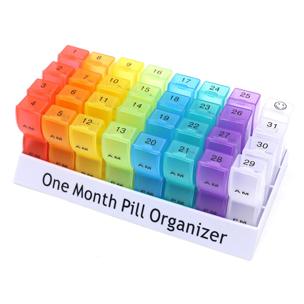 Medication Organizer Box with 32 Compartments, Monthly Pill Container, Portable Supplement Holder for Easy Sorting and Dosing