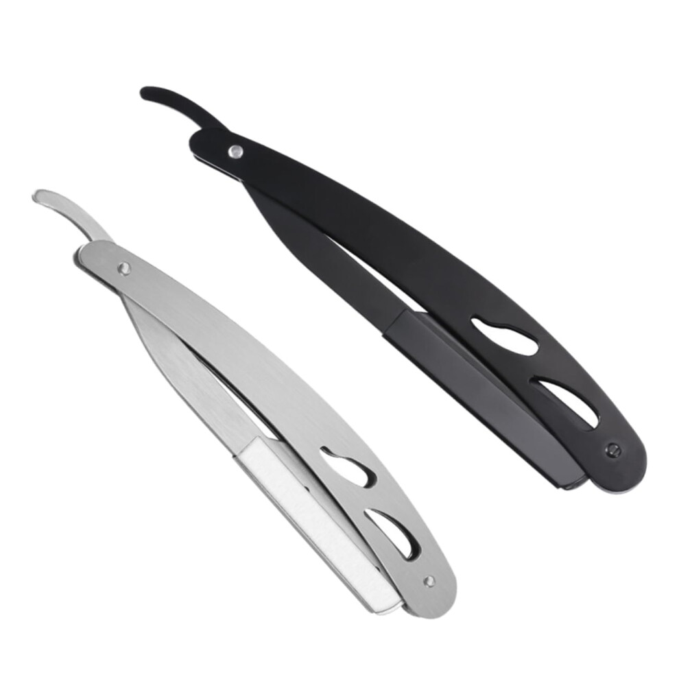 Foldable Stainless Steel Razors Pack of 2 Vintage Manual Beard and Eyebrow Razors Ergonomic Design for Precise Hair Removal-image-OPC-PJZZFCY-NEW