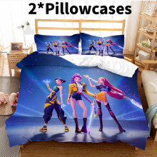 (Blue Pillowcases,50x75cm)Kpop Demon Hunters Digital Print Duvet Cover Pillowcase Set Bedroom Bedding