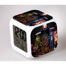 (20)Fnaf Bear Sveglia Digitale Multifunzione 7 Colori Orologio Led Sveglia Cubo