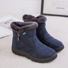 (Blue, EU40) Women Warm Winter Shoes Snow Boots Furlined Slip On Warm Waterproof Shoes Ankle