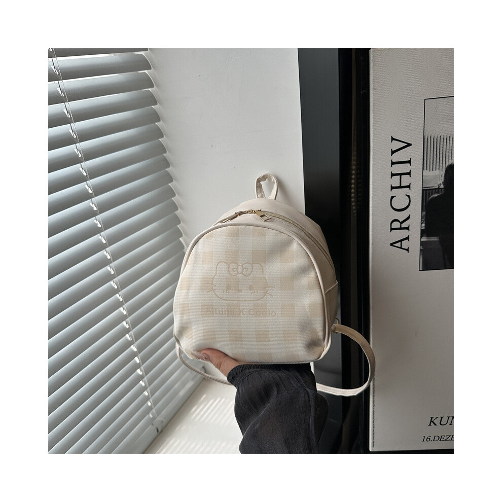 (Ivory) Hello Kitty Checkered Pattern Single Shoulder Crossbody Handbag Fashion Bag-image-OPC-PK22FHK-NEW