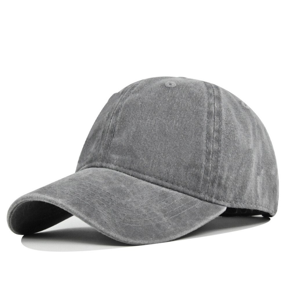 (Gray) Hat Sun Brim Denim Solid Color Baseball Cap Washed Vintage Duck Breathable Cap-image-OPC-PK22M7R-NEW