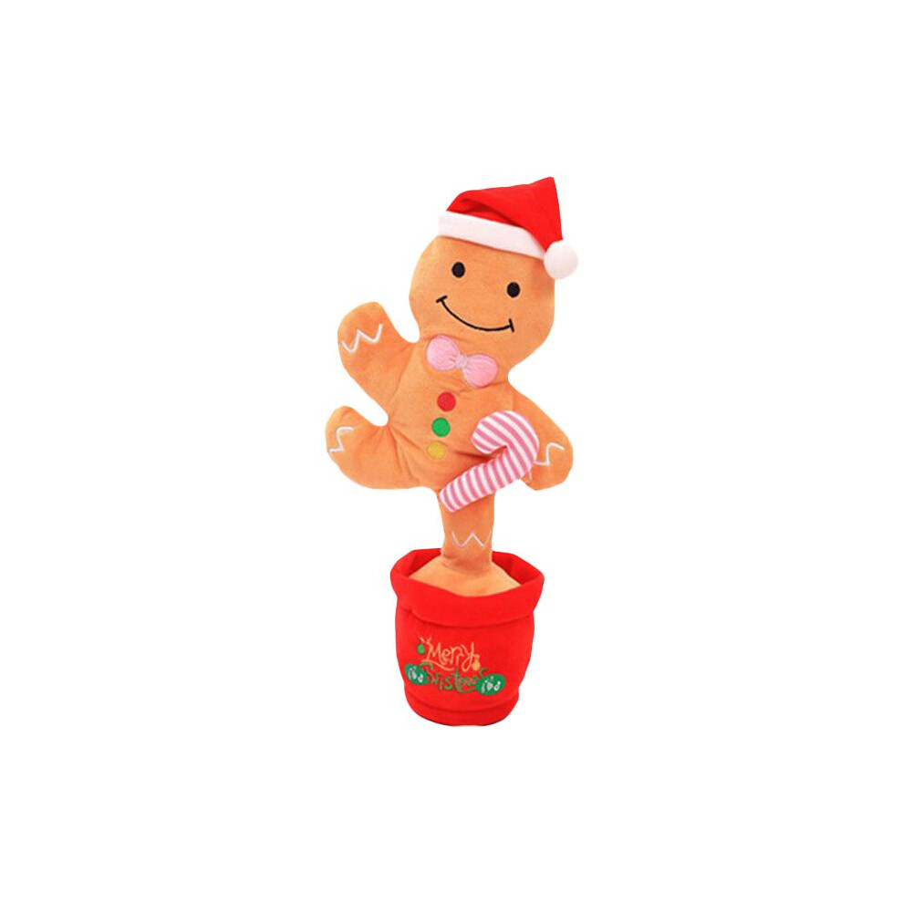 (Gingerbread Man) Christmas Dancing Gifts Speak Electronic Plush Toy Singing Ornaments Twisting