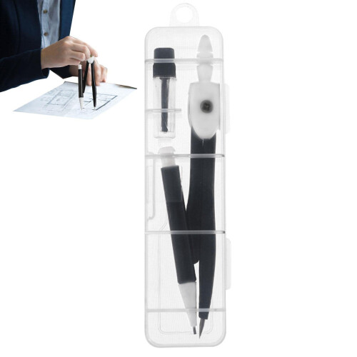 Drawing Compass Set, Portable Geometry Compass Tool for Home and Office Use, Black Drawing Tool for Precision Geometry
