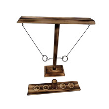 (Black) Handmade Ring Hook Toss Manual Combat Game Wooden Party Friends Interactive Toys