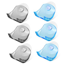 Razor Holder with Suction Cup for Shower, 6 Pack Clear Plastic Hanger for Towel Bathrobe Wall Mount Shaver Storage