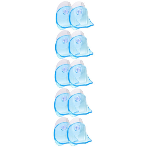 10-Piece Razor Holder with Suction Cups for Space-Saving Bathroom Storage, Blue Plastic Design, Easy Installation