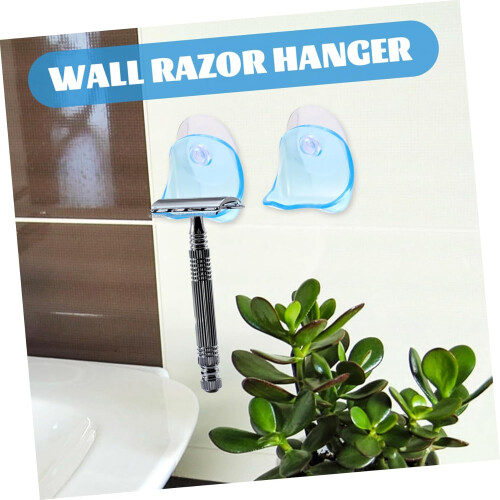 10-Piece Razor Holder with Suction Cups for Space-Saving Bathroom Storage, Blue Plastic Design, Easy Installation 1
