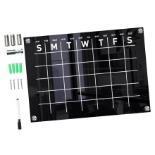 Reusable Message Note Board Weekly Planner Whiteboard 1 Set Acrylic Calendar Black for Wall Fridge Door Hanging