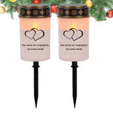 Friedhofslampe - 2er Set Wasserfeste LED Grablichter für Rasenbeleuchtung, Einheitsgröße, Weiß für Friedhof und Garten