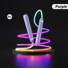 PARK (Lila-PU) 1 Stück 280 cm leuchtendes Springseil, wiederaufladbar über USB, farbwechselndes LED-Springseil,