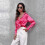 PARK(s-white) Camicia in raso da donna, camicia a maniche lunghe in raso e rayon, nuova 3