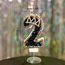 PARK (Schwarze Nummer 2) 3D Luxus Crown Digitale Kerze Kreative Schwarz Gold Geburtstag Kerze Kuchen