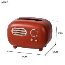 PARK(Punainen) Retro Radio Shape Pehmopaperikotelon kansi, Tissue -pidike, Lautasliinateline, Muodikas