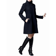 PARK (L-Negro) Abrigo de invierno con capucha para mujer, chaqueta cruzada con cuello alto, abrigo elegante