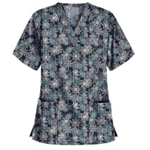 PARK (XL-Blu scuro) Camice da infermiera da donna stampato con scritta "Buon Natale"