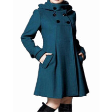 PARK (L-Verde oscuro) Abrigo de invierno con capucha para mujer, chaqueta cruzada con cuello alto, abrigo