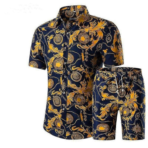 PARK(M-Gold) Completo da uomo composto da 2 pezzi, camicia a maniche corte e pantaloncini
