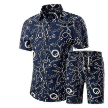 PARK (XXL-Blau) Herren 2-teiliges Kurzarm-Shirt-Shorts-Set