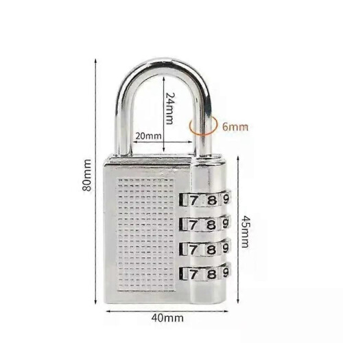 PARK (Argento) Lucchetto mini impermeabile in lega di zinco con combinazione di codice password a 4