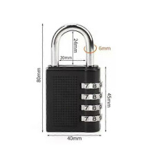 PARK (Schwarz) 4-stellige Passwortcode-Kombination, wasserdichtes Mini-Vorhängeschloss aus Zinklegierung