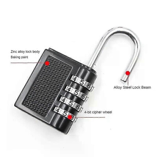 PARK (Argento) Lucchetto mini impermeabile in lega di zinco con combinazione di codice password a 4 2
