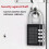PARK (Argento) Lucchetto mini impermeabile in lega di zinco con combinazione di codice password a 4 5