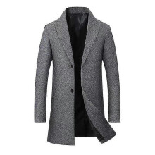 PARK(3XL(190)-grigio) Trench in lana da uomo, vestibilità slim, soprabito invernale, giacca lunga da