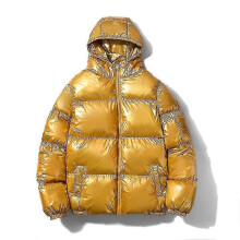 PARK(L-Gold) Cappotto casual metallizzato lucido con cappuccio da uomo